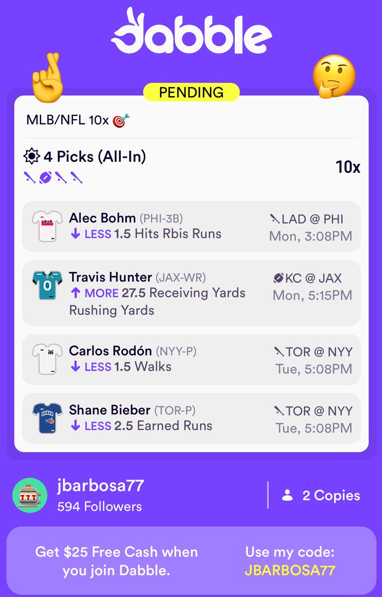BosaBets777's tweet image. Dabble MLB/NFL 10x 🎯 
click.dabble.com/ugiS/i9srmftq
#Dabble #MLB #NFL #GamblingX