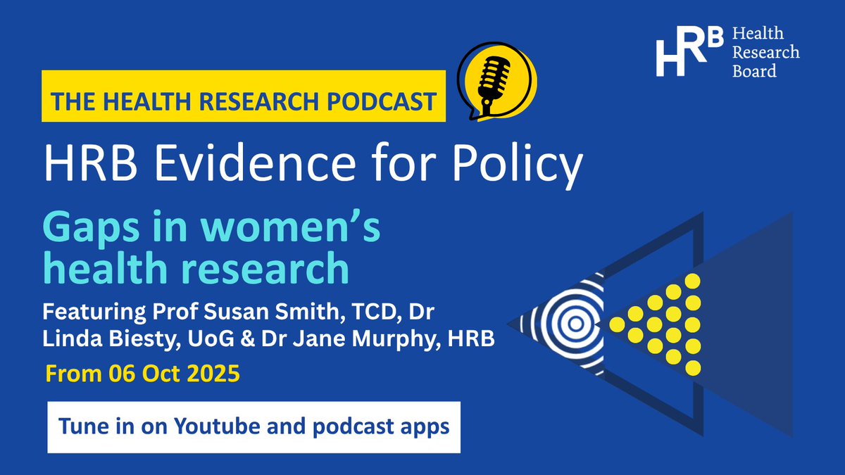 hrbireland's tweet photo. The new Health Research Podcast with @claireoconnell is available now. This episode focuses on a new HRB report revealing global gaps in research on women’s health including early pregnancy loss &amp; postnatal mental health. 
Watch: https://t.co/4P7dAmW55H 
#evidenceforpolicy https://t.co/qqMIDfChaX