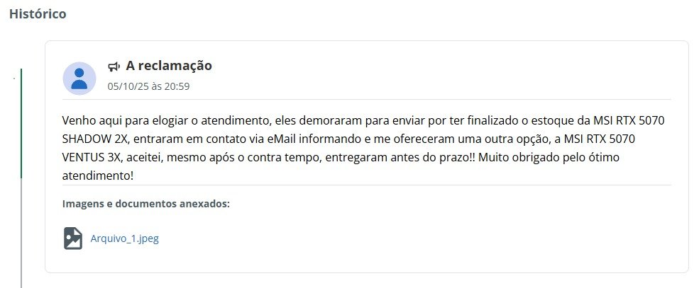 🚀 Já tem cliente recebendo a MSI RTX 5070 Ventus 3X e agradecendo a nossa transparência e atendimento. 💚

✅ Troca feita com respeito e clareza.
✅ Envio rápido, antes mesmo do prazo.
✅ Cliente satisfeito, confiança reforçada.

#GKInfostore #RTX5070 #Transparência #Confiança