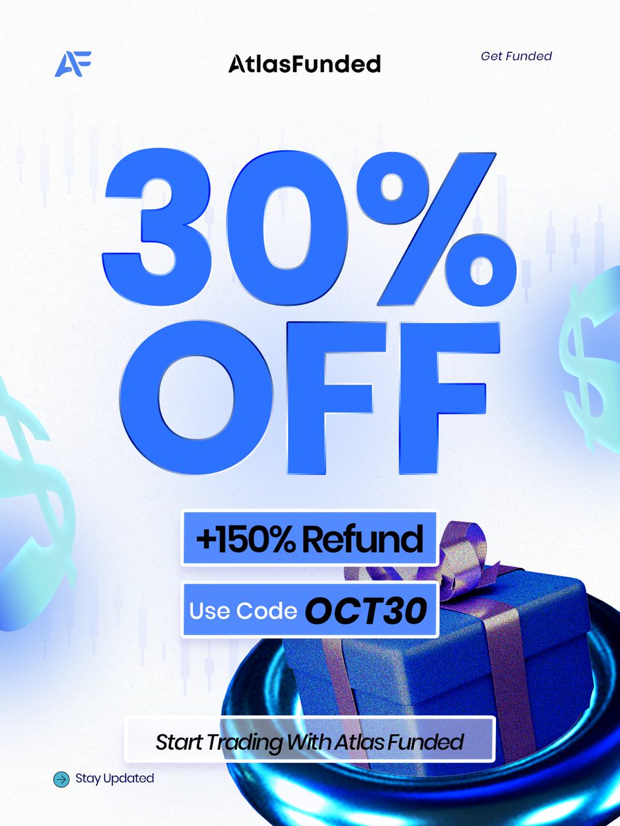 PeterDamian06's tweet image. ✅ZERO EVALUATION.
✅INSTANT CAPITAL.
✅IMMEDIATE TRADING.
🎁 October just got even better with Atlas Funded!
💥 Get 30% OFF your challenge
💸 PLUS a massive +150% Refund
✨ Use code: OCT30
⏳ Limited-time only, check it out here👇checkout.atlasfunded.com/ref/3088/