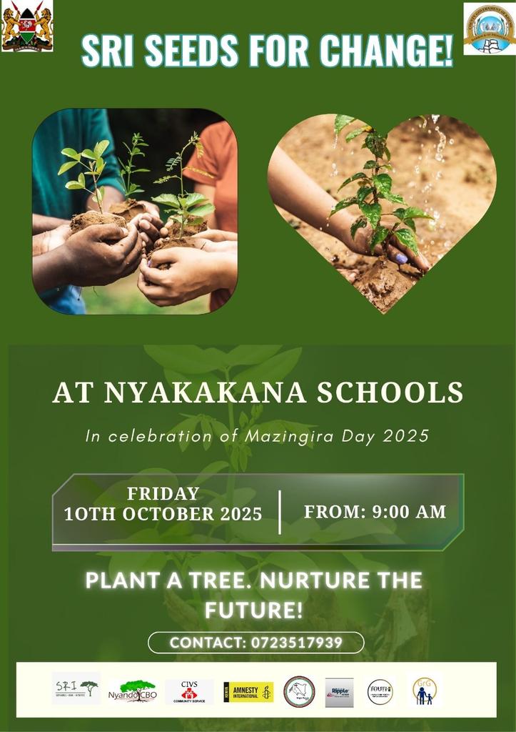 In commemoration of Mazingira Day, we will have a tree planting exercise at Nyakakana Schools. Please join us in taking care of our environment.