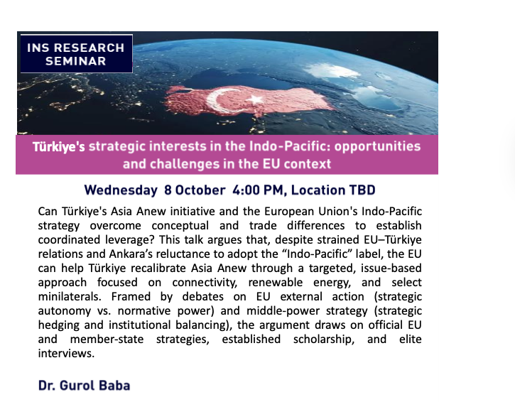 gurol_baba's tweet photo. On 8 Oct I’ll give a talk at Xi’an Jiaotong–Liverpool University (@XJTLU): “Türkiye–EU Accession Impasse &amp; the Indo-Pacific Pivot.” I’ll trace the stalled chapters, Asia Anew, risks, and policy options for EU–Türkiye strategic convergence. #EUTurkey #IndoPacific #AsiaAnew #XJTLU https://t.co/Sj8bF8S1gh