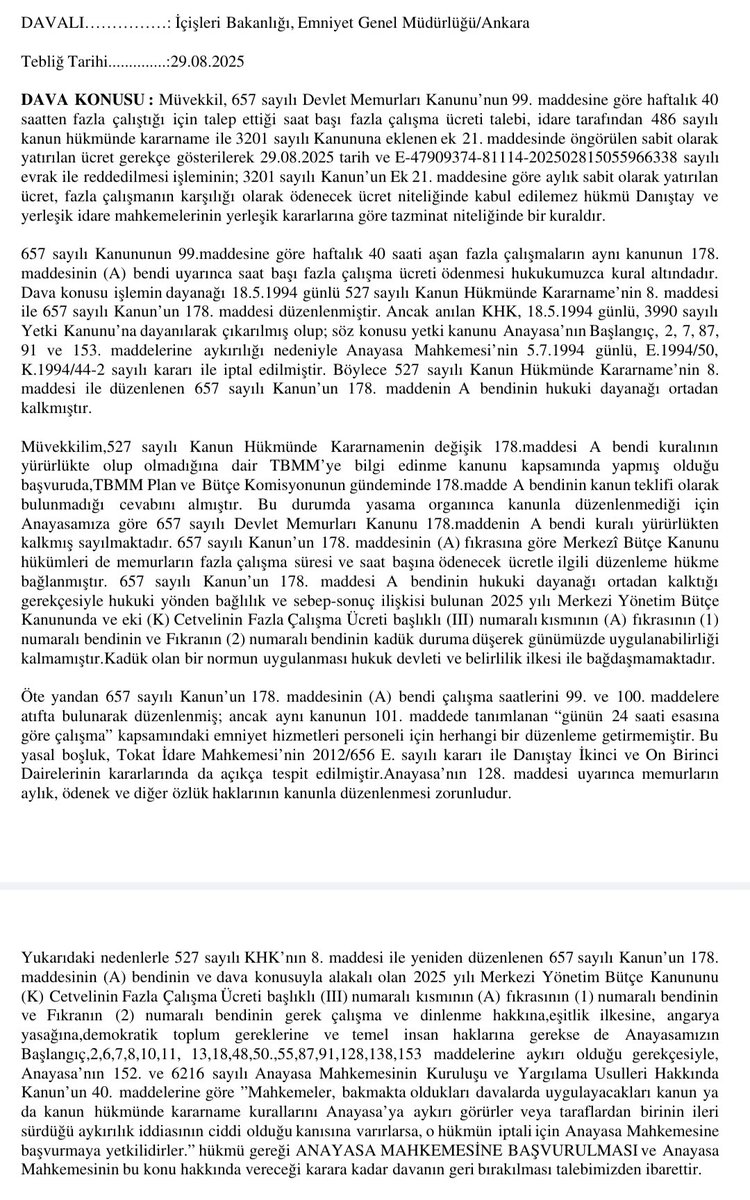 ahmetxaksoz's tweet photo. MEMURLAR İÇİN HAYIRLI OLSUN

657 sayılı Kanun’un Fazla Çalışma Ücreti başlıklı 178.maddesi A bendinin,Merkezi Yönetim BütçeKanunu (K) Cetvelinin Fazla Çalışma Ücreti başlığı 1 ve 2 nolu bendlerinin iptali talepli AYM tevdiili dava açılmıştır. @avukathasanemre 
#MemurHukukDavası https://t.co/45iid2qOJF