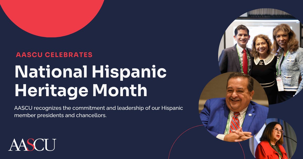 AASCU (@aascu) on Twitter photo This #HispanicHeritageMonth, we honor the Hispanic presidents and chancellors leading AASCU institutions. Their leadership strengthens campuses nationwide.
Learn more about AASCU’s Hispanic Presidents and Chancellors Affinity Group: tinyurl.com/pxtp4mrd
#HHM #HigherEd This #HispanicHeritageMonth, we honor the Hispanic presidents and chancellors leading AASCU institutions. Their leadership strengthens campuses nationwide.
Learn more about AASCU’s Hispanic Presidents and Chancellors Affinity Group: tinyurl.com/pxtp4mrd
#HHM #HigherEd