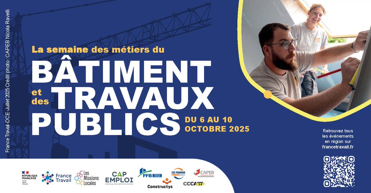Le #BTP recrute en Auvergne-Rhône-Alpes 🏗️ 

+15 400 offres à retrouver sur notre site
👉 candidat.francetravail.fr/offres/recherc…