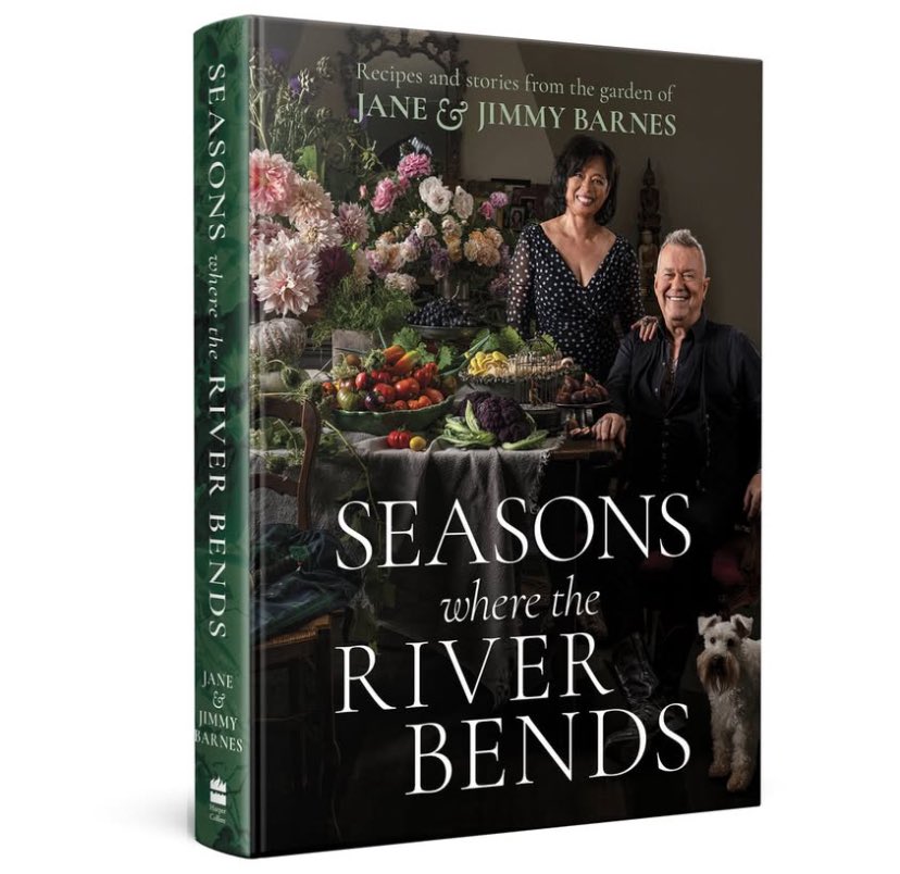 Jimmybarnesprv's tweet photo. Teddy has spent a lot of time in the garden over the years. It only fair he gets to sign some cockbooks 
#seasonswheretheriverbends 
#viral 
# https://t.co/rw4WjTHq3G