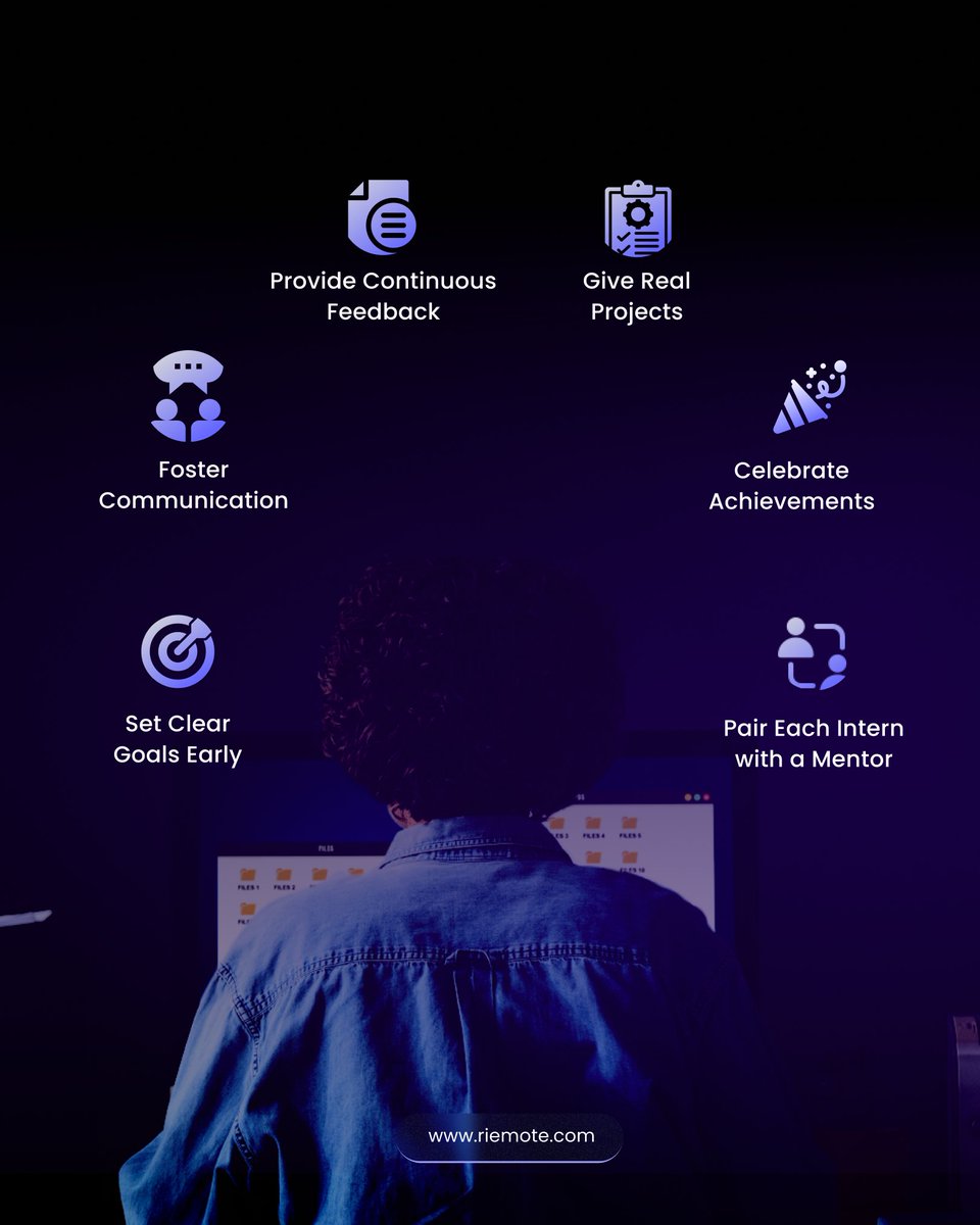 riemote_com's tweet image. 💡 Building Remote Internship Programs
Mentoring early-career talent remotely takes structure and empathy — clear goals, regular feedback, and real project ownership make all the difference. 🌍💻

#RemoteWork #InternshipPrograms #RemoteInternship #TalentDevelopment #Mentorship