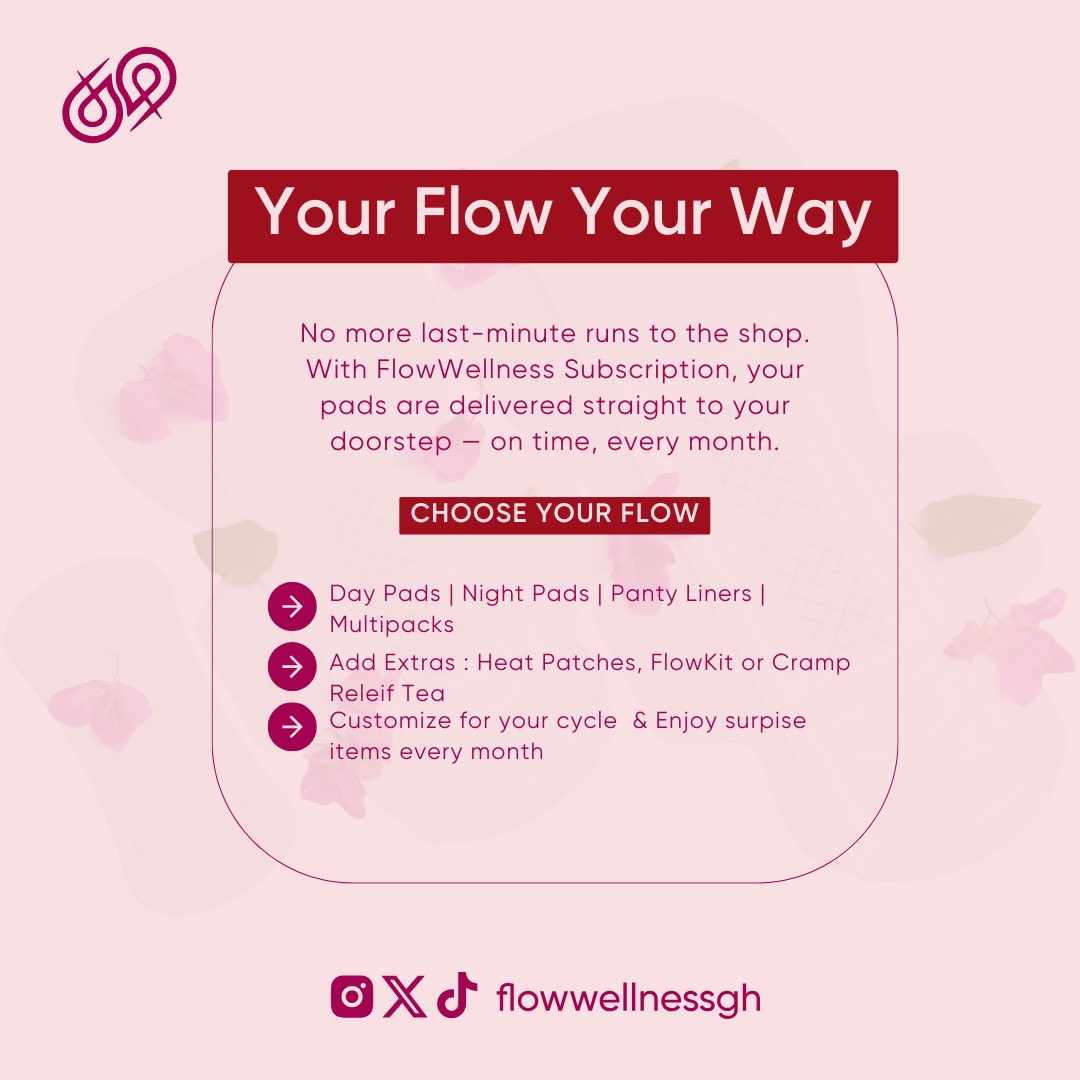 flowwellnessgh's tweet image. Introducing our monthly and yearly pad subscription plans!! No matter the plan we got you!!!! Subscribe now!!! Comment Flow for more details! #flowwellness  #flow #subscription #pads