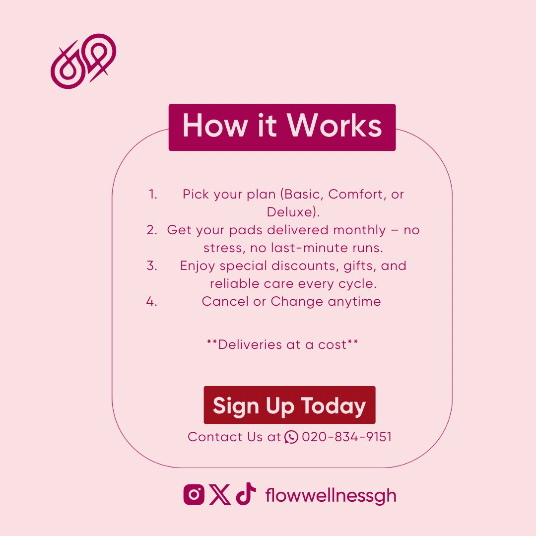 flowwellnessgh's tweet image. Introducing our monthly and yearly pad subscription plans!! No matter the plan we got you!!!! Subscribe now!!! Comment Flow for more details! #flowwellness  #flow #subscription #pads