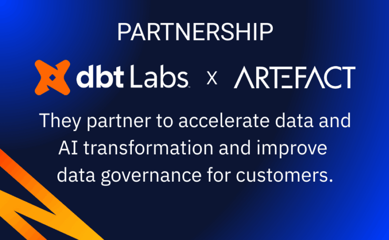 Artefact_Global's tweet photo. [#Partnership Announcement 🤝] Artefact and @dbt_labs partner to accelerate data and AI transformation and improve #DataGovernance for their customers.

👉 Read the press release here: https://t.co/Tgz3wp53Ai https://t.co/nTI8HZQgWU
