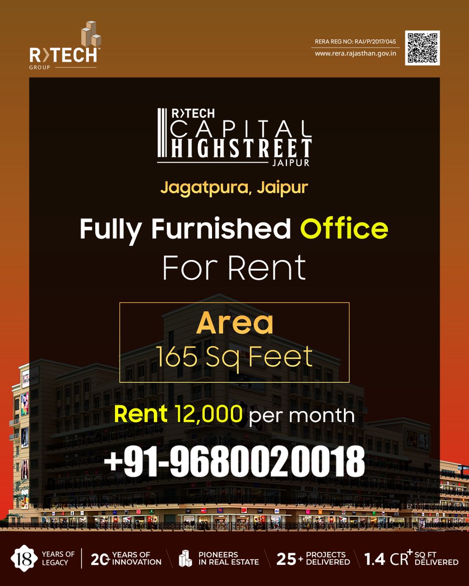 rtech_group's tweet image. 💼 Fully Furnished Office for Rent in Jagatpura!
📍 165 Sq Ft | ₹12,000/month
Move-in ready workspace in a prime business hub.

📞 Contact: +91-9680020018

#Rtechgroup #Commercial #Officeforrent #Jagatpura #Lowbudget #Capitalhighstreet #Jaipur #Rentoffice #Location #Primeoffice