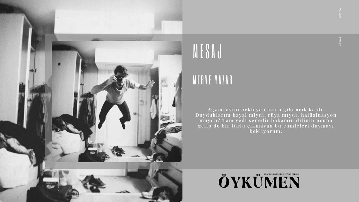 Öykümen Edebiyat'ın 20. Sayısında...
Değerli yazarımız <a href="/MDlby/">Mervee Yazar</a>'ın kaleminden dökülen Mesaj adlı öyküyü okumak için: 
oykumenedebiyat.com/2025/07/11/oyk…
Ha unutmadan... Sınavlara hazırlanan gençler! sizlere daha bir özel bu mesaj...