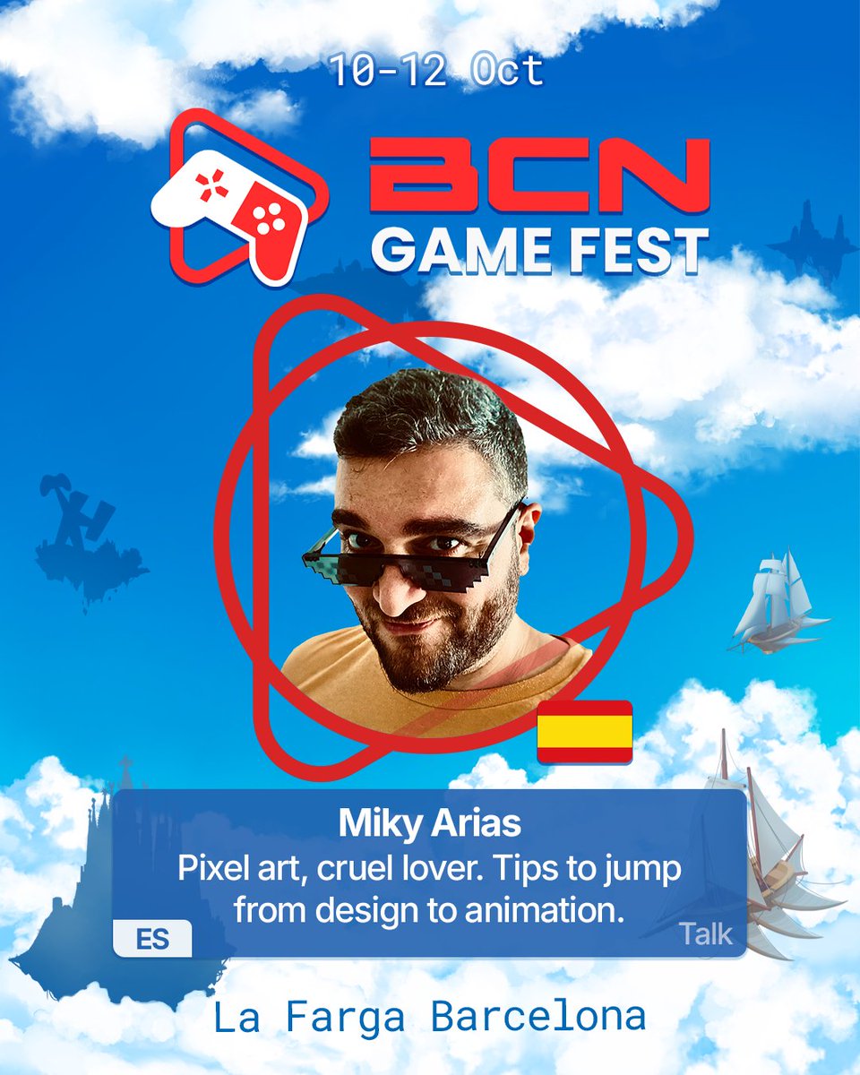 bcngamefest's tweet photo. 🎨 Pixel art, cruel lover. Tips to jump from design to animation.

@apoonto is a creative Pixel Artist, specialized in animation (and bad jokes).

Pixel art is one of the most accessible and expressive ways to create art for video games, but bringing pixels to life through animation can be a real challenge 👾

💡 In this talk, you'll discover tricks, methods and efficient processes for creating fluid animations with personality and professional quality - without needing to be a drawing virtuoso. Ideal for those who want to make the leap from static design to movement within pixel art.

🎟 Tickets https://t.co/WK5HvkLSTM