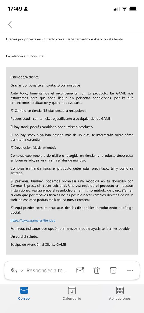 CharlieMedin's tweet photo. @GAME_SAC Es decir aqui pone que la recogida es gratuita a través de Correos Express, pero en las condiciones de desistimiento habeis actualizado que la recogida va a cuenta del comprador. Nunca se me llego a contestar en este hilo. 

Podeis organizar la recogida por favor? https://t.co/osnvlkNfnH