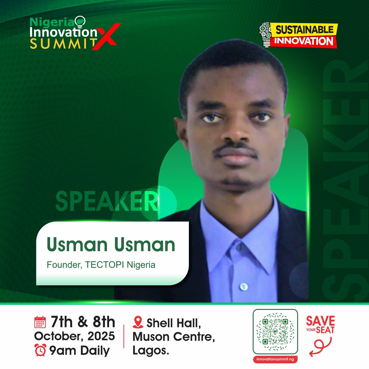We’re excited to announce Usman Usman, Founder of Tectop Nigeria, as one of our speakers at #NIS2025! 🚀

Get ready for an inspiring session!