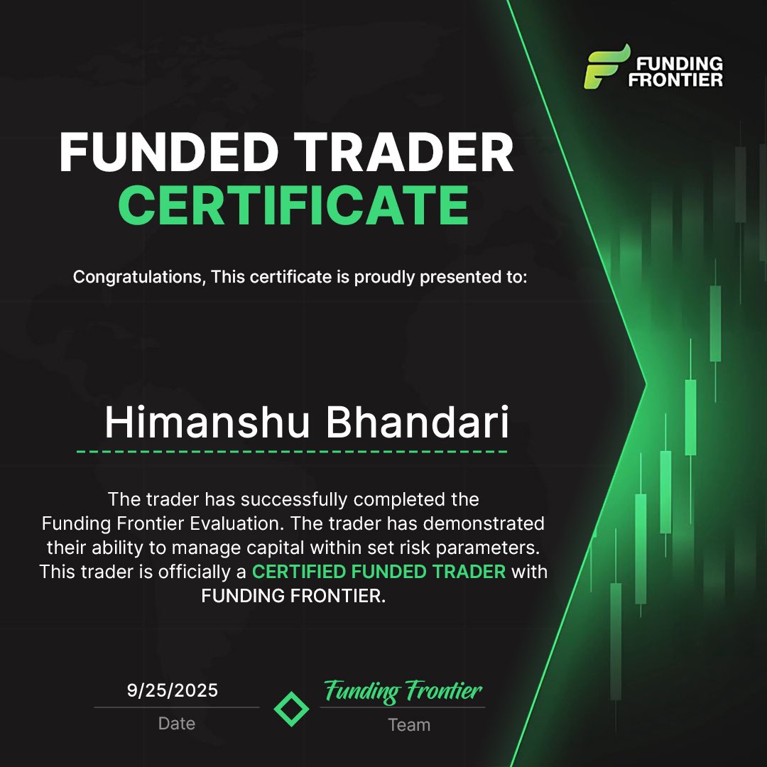 Bhandari2502's tweet photo. Passed my funded account with @FundingFrontier of 5 k and secured some profit after 13 failed attempts in my journey and I started with @FundingFrontier let’s see if I receive  my payout stay updated guys 
Customer service response is good let’s see how it respond with payout 💰 https://t.co/gnGQegVMd7