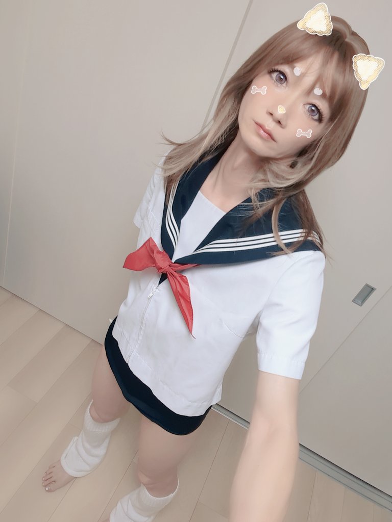 u_t_a___'s tweet photo. #女装
#女装好きと繋がりたい 
#セーラー服
#スクール水着
セーラー服の下はスク水〜 https://t.co/sy0PrsyJrd