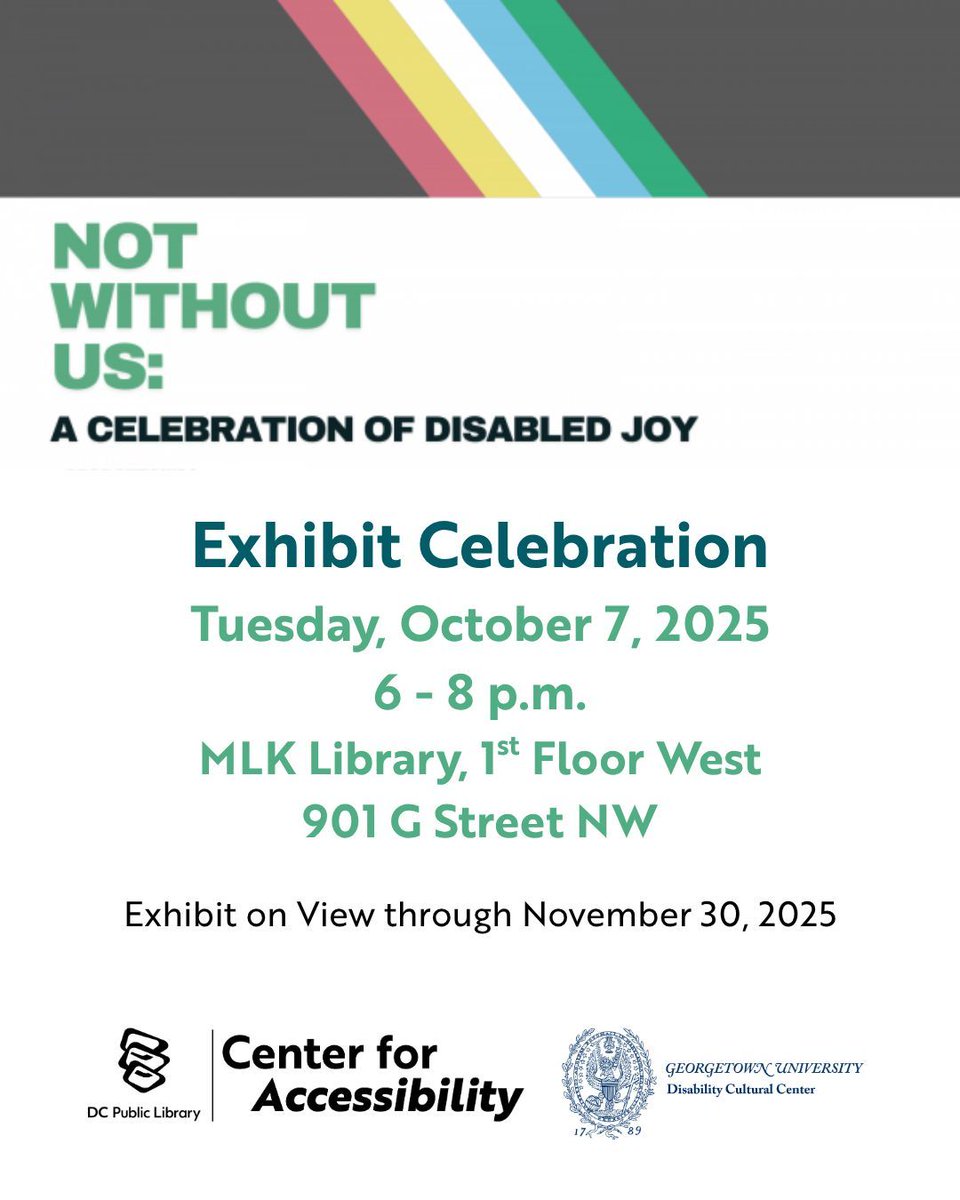 We're honored to be included in "Not Without Us: A Celebration of Disabled Joy" on view at the MLK Library through November 30. Join us at the library tomorrow night from 6 - 8pm for an opening reception/celebration! buff.ly/xfcfkkq