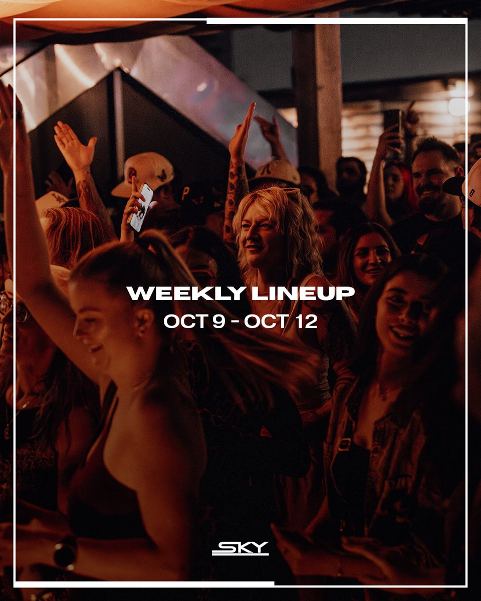 BIG WEEK AHEAD.
HOPE TO SEE YOU THERE.

THU: <a href="/YELLOWCLAW/">YELLOW CLAW</a>
+ <a href="/DjDirtyDave/">This is Dirty 😈</a>
FRI: <a href="/The_Widdler/">The Widdler</a> x <a href="/Bommer_Official/">BOMMER</a> x <a href="/ENiGMADubz/">ENiGMA Dubz</a>
+ <a href="/OBAYASHI_off/">OBAŸASHI 🫠🪩</a>
SAT: <a href="/bobatl/">B.o.B</a>
+ <a href="/BrandenEstrada/">Branden Estrada</a>
SUN: <a href="/BangarangTheDj/">hurracane bang 🌚</a>, Spaz, &amp; <a href="/erockalypze/">Eric Cabrera</a>

TICKETS &amp; MORE
📲 SKYSLC.COM
VIP 🍾 (801) 913-9231