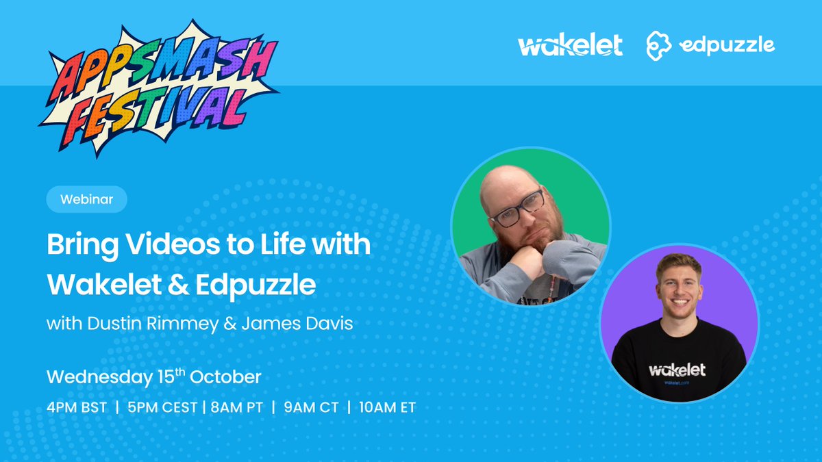 🎬 Bring Videos to Life with <a href="/wakelet/">Wakelet 💙</a> &amp; <a href="/edpuzzle/">Edpuzzle</a>!

Join <a href="/JustRimmey/">Rimmey ✈️</a> &amp; <a href="/JBDbiz/">James (Wakelet) 🔜 ISTE</a> to explore how videos can become interactive learning experiences that engage students, assess understanding &amp; spark meaningful discussions. 🚀

📅 Oct 15 | 🕓 4PM BST

🔗 Register here: