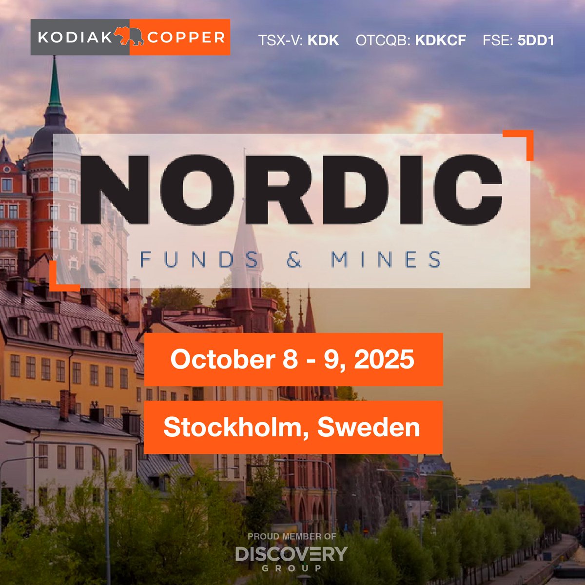 Kodiak Copper will be attending the Nordic Funds &amp; Mines Conference this week!

$KDK.v $KDKCF #copper #gold #mineralexploration