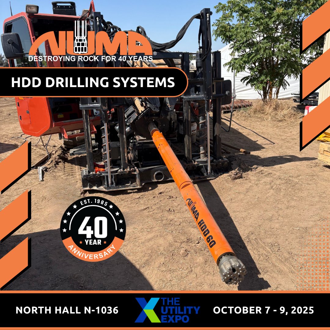Numa_Hammers's tweet photo. See Numa Oct 7-9 @TheUtilityExpo in booth N-1036. Numa’s HDD hammers &amp; bits, sonde housings, bent subs, &amp; adaptors excel in tough rock formations, overburden, and loose soil strata. #TheUtilityExpo #TheUtilityExpo2025  #NumaRocksOn  #utilitydrilling #HorizontalDirectionalDrilling https://t.co/S2xqm3YX6S