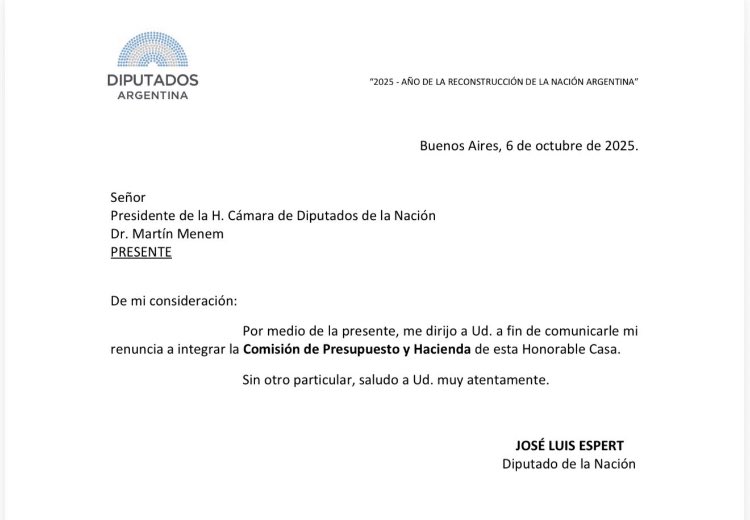 Otra renuncia de ESPERT..