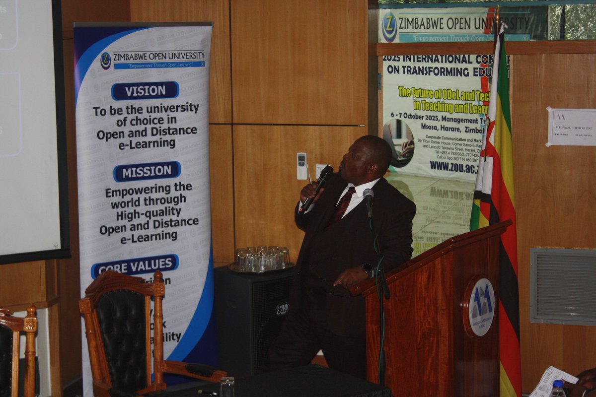 ZIMTA Ceo Dr Sifiso Ndlovu attended the International Conference On Education (ICE) 2025 as a keynote speaker 
Zimbabwe Open University - Marketing 
#TransformingEducation #ThefutureofODeLandtechnologyinTeachingandLearning