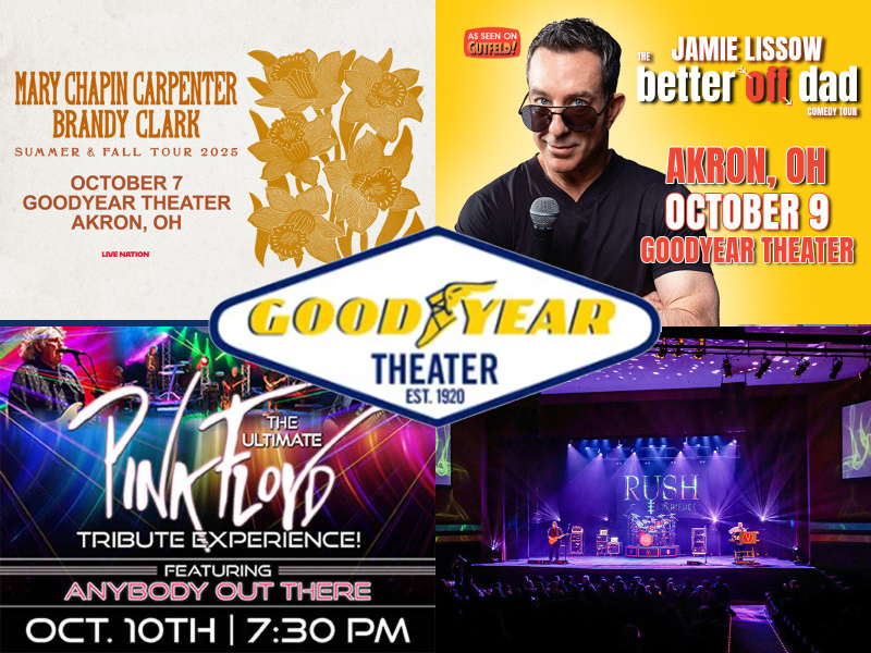 EastEndAkron's tweet photo. 🎭🎶 Join us at Goodyear Theatre for an unforgettable week of music &amp; comedy! 🎤😂🎸🎟️ Details: https://t.co/r9P8YZ3hTa #GoodyearTheatre #AkronEvents #LiveMusic #ComedyNight #RushTribute #PinkFloydTribute #MaryChapinCarpenter #JamieLissow #BrandyClark https://t.co/DSp6i2L2HV