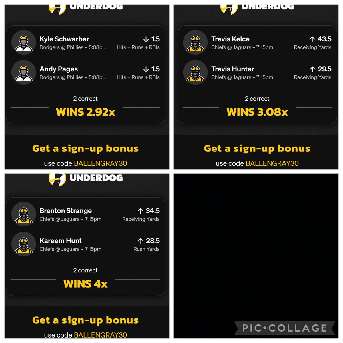 bets_balli2475's tweet photo. Couple more 2 legs I am going with for tonight🤑🤑
Let’s stay hot🔥🔥
#UnderdogFantasy #prizepickslock #NFL #MLB #MNF https://t.co/v5mUzdQLG8