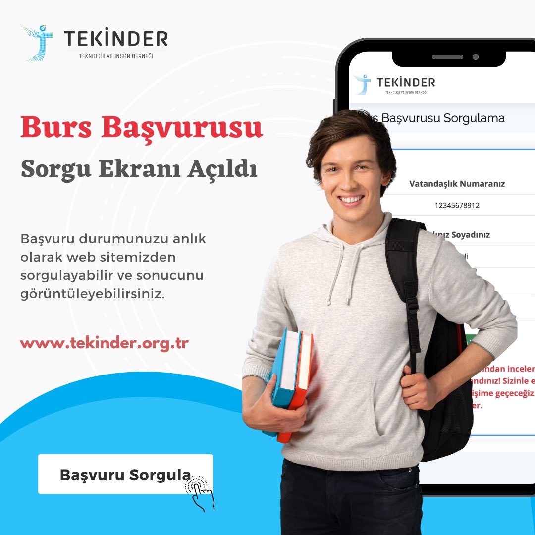 2025-2026 eğitim dönemi için verdiğimiz Eğitim Bursuna başvuru yaptıysanız, başvurunuzun ilk aşama sonuçlarını görüntüleyebilir ve bundan sonra hangi aşamada olduğunu anlık olarak takip edebilirsiniz.

tekinder.org.tr/basvuru-sonuc.…

#tekinder #üniversite #öğrenci #burs #destek #yardım