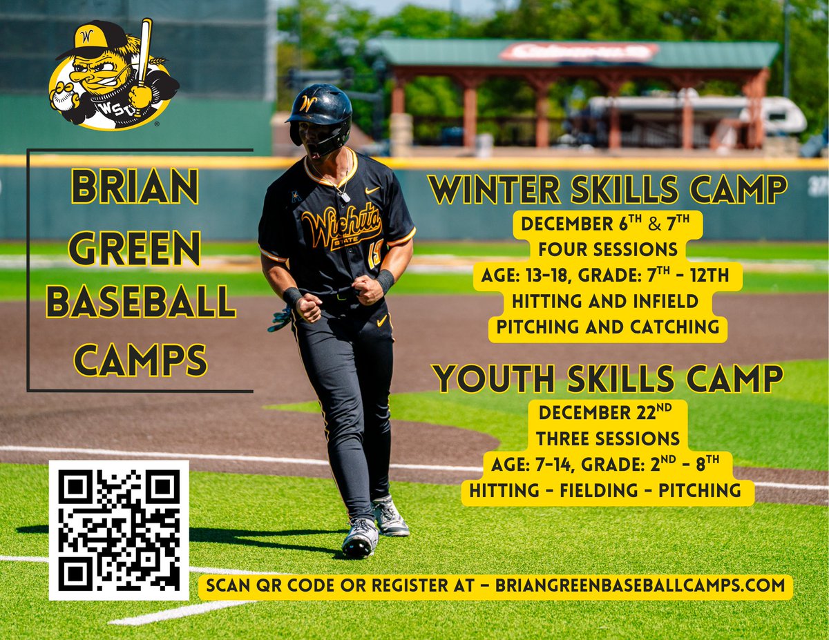 Winter work = Spring success ⚾💪
Join the Shockers for our Winter &amp; Youth Skills Camps this December!
Sharpen your game with high-energy instruction and top-level training.
👉 BrianGreenBaseballCamps.com