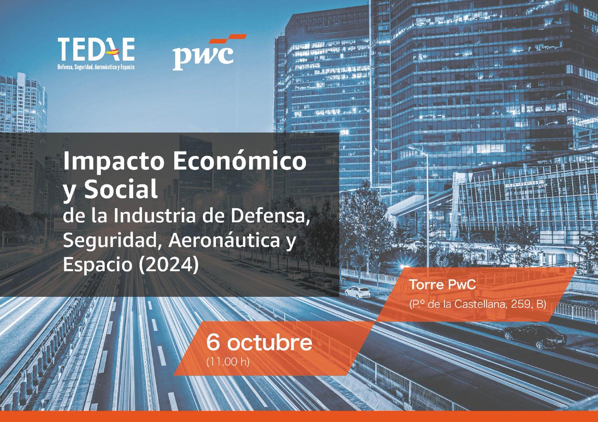 En la sede de <a href="/PwC_Spain/">PwC España</a> . Interesantes intervenciones del secretario de Estado de Industria <a href="/jgbrustenga/">Jordi G. Brustenga</a> y Defensa María Amparo Valcarce.
📍 Las industrias de Defensa, Seguridad, Aeronáutica y Espacio facturan 16.153 millones de euros en 2024, un 16,2% más que el año anterior.