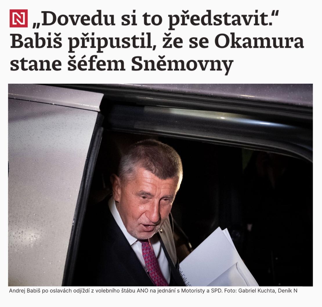 Ostuda v podobě extrémisty v čele naší vrcholné demokratické instituce je ochutnávkou toho, co všechno si Babišova budoucí vláda dovolí. Poslanecký klub Starostů však bude stát pevně proti extrémistům — ať už bude Okamura sedět na židli v kantýně, nebo na té předsednické.