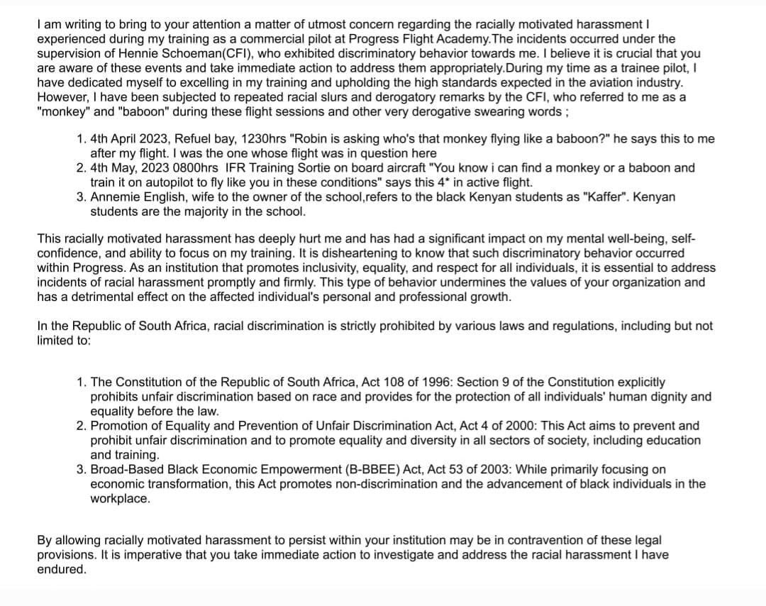 ChrisExcel102's tweet image. “Pilot Alleges Racism and Irregular Fees at Progress Flight School

A commercial pilot has come forward with serious allegations of racism, financial misconduct, and retaliation at Progress Flight School, where he trained between 2019 and November 2023.

The pilot alleges that…