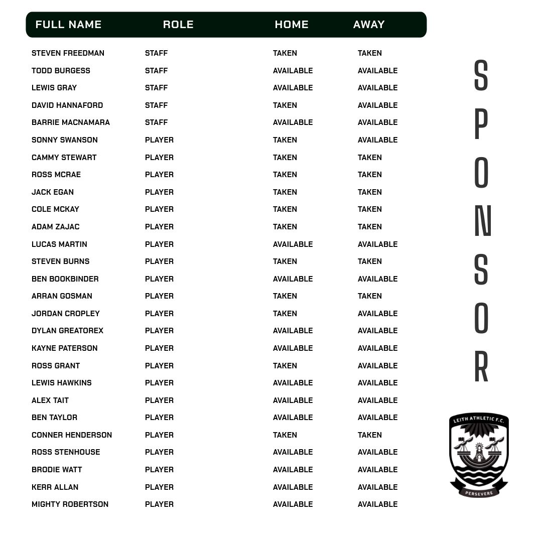 SPONSORSHIP OPPORTUNITY👊🏼⚽️

Players and staff are available for sponsoring now —  £50 for home sponsor, and/or £50 for away sponsor.

Please contact Ger on 07818 697528, should you wish to sponsor one of our players/coaches.

#PERSEVERE