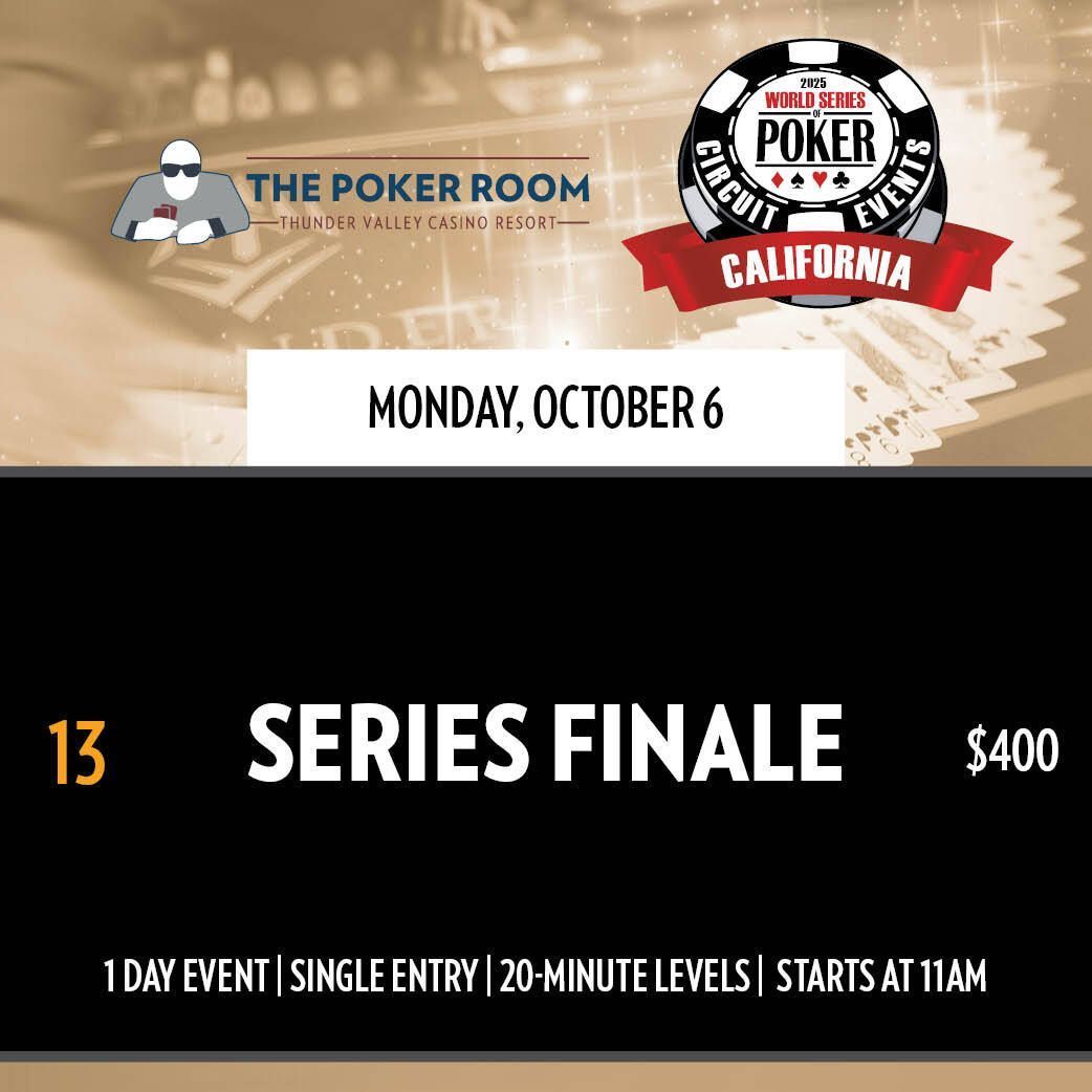 11am - $400 Series Finale NLH
Event 13 <a href="/WSOP/">WSOP - World Series of Poker</a> Circuit

20k stacks + 20-min levels
1+1 reg to 2:10p
15% Cash

Content link in our Bio