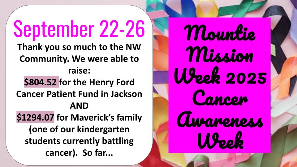 We raised $804.52 for the Henry Ford Cancer Patient Fund in Jackson AND $1,294.07 for Maverick and his family as he continues his fight.🎗️

The Rance family would like to send their appreciation to Northwest.

Thank you, NW Community. Your kindness matters.🔴⚫ #nwschools