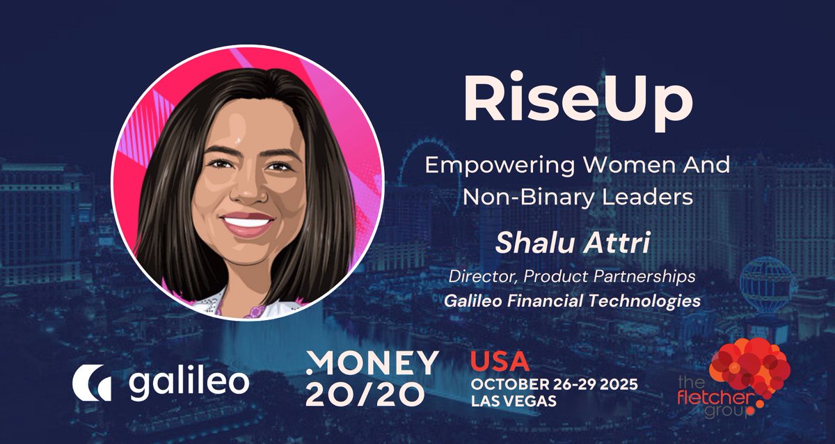 The Fletcher Group (@thefletchergrp) on Twitter photo 📣 Money20/20 spotlight:
Shalu Attri of our client <a href="/GalileoFintech/">Galileo Financial Technologies</a>, will be participating in the RiseUp at Money20/20, a program designed to empower women and non-binary leaders in this space.
Shalu has been a member of the Money20/20 Riseup and Amplify community since 2021. 📣 Money20/20 spotlight:
Shalu Attri of our client <a href="/GalileoFintech/">Galileo Financial Technologies</a>, will be participating in the RiseUp at Money20/20, a program designed to empower women and non-binary leaders in this space.
Shalu has been a member of the Money20/20 Riseup and Amplify community since 2021.