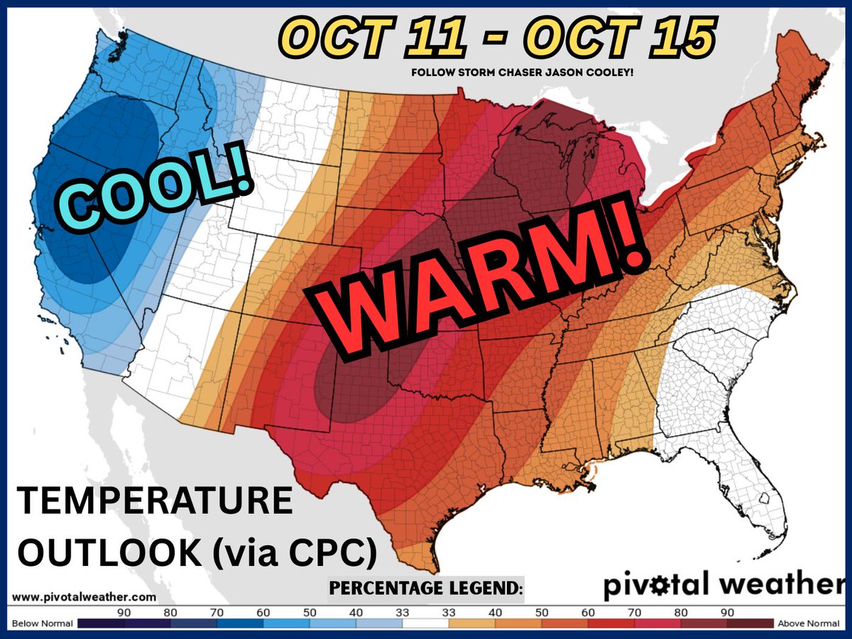 Still doing this! Above-average heat will continue to dominate the eastern 2/3rds of the nation into early next week. There are signs of a big cool down after that, but prepare for a stretch of toasty days until then. The western third of the country feels more Fall-like though!