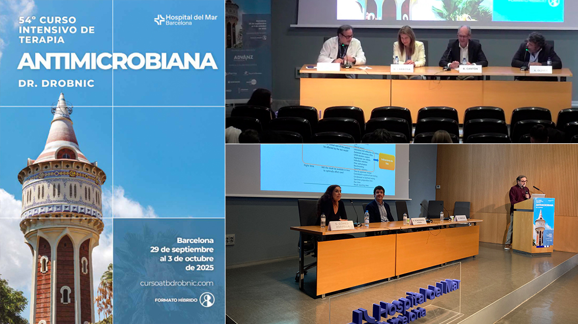 El Dr. Eduardo Padilla, cap de #Microbiologia de la #xarxadibi, ha participat en el 54è Curs de teràpia antimicrobiana Dr. Drobnic. 

Hi ha intervingut com a moderador d'una taula sobre resistències antimicrobianes i com a ponent sobre l'optimització del diagnòstic microbiològic.