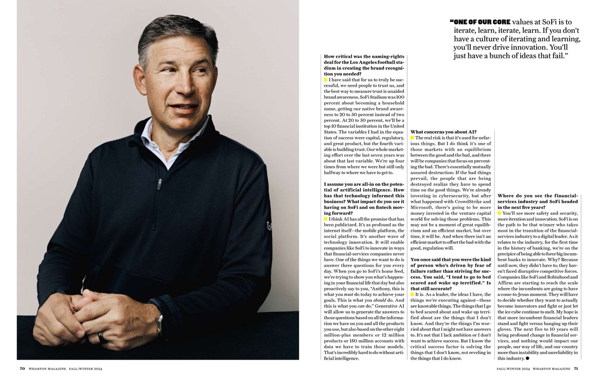 $SoFi Noto on the front page of Wharton magazine