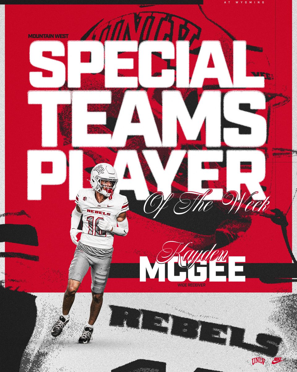 unlvfootball's tweet image. ✌️ honors for @kaydenmcgee2 this week.

📰 unlvrebels.com/news/2025/10/6…