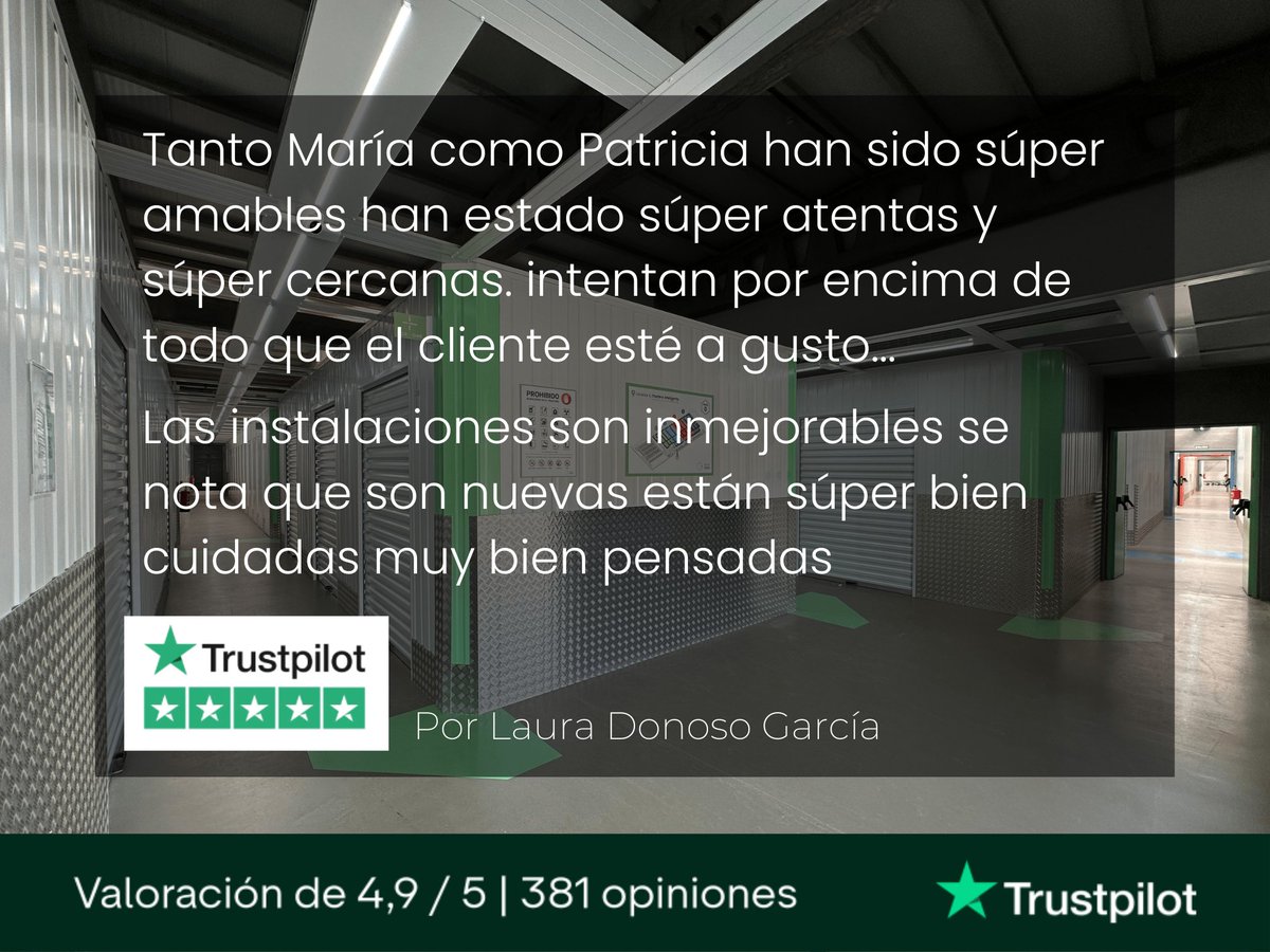 StoremoreES's tweet image. La atención al cliente es el corazón de Storemore 💚
Gracias, Laura, por tus palabras hacia María y Patricia — y por destacar nuestras instalaciones.
Nos encanta saber que te has sentido tan bien atendida 💚

#Storemore #Trustpilot #OpinionesReales #TuTrasteroInteligente