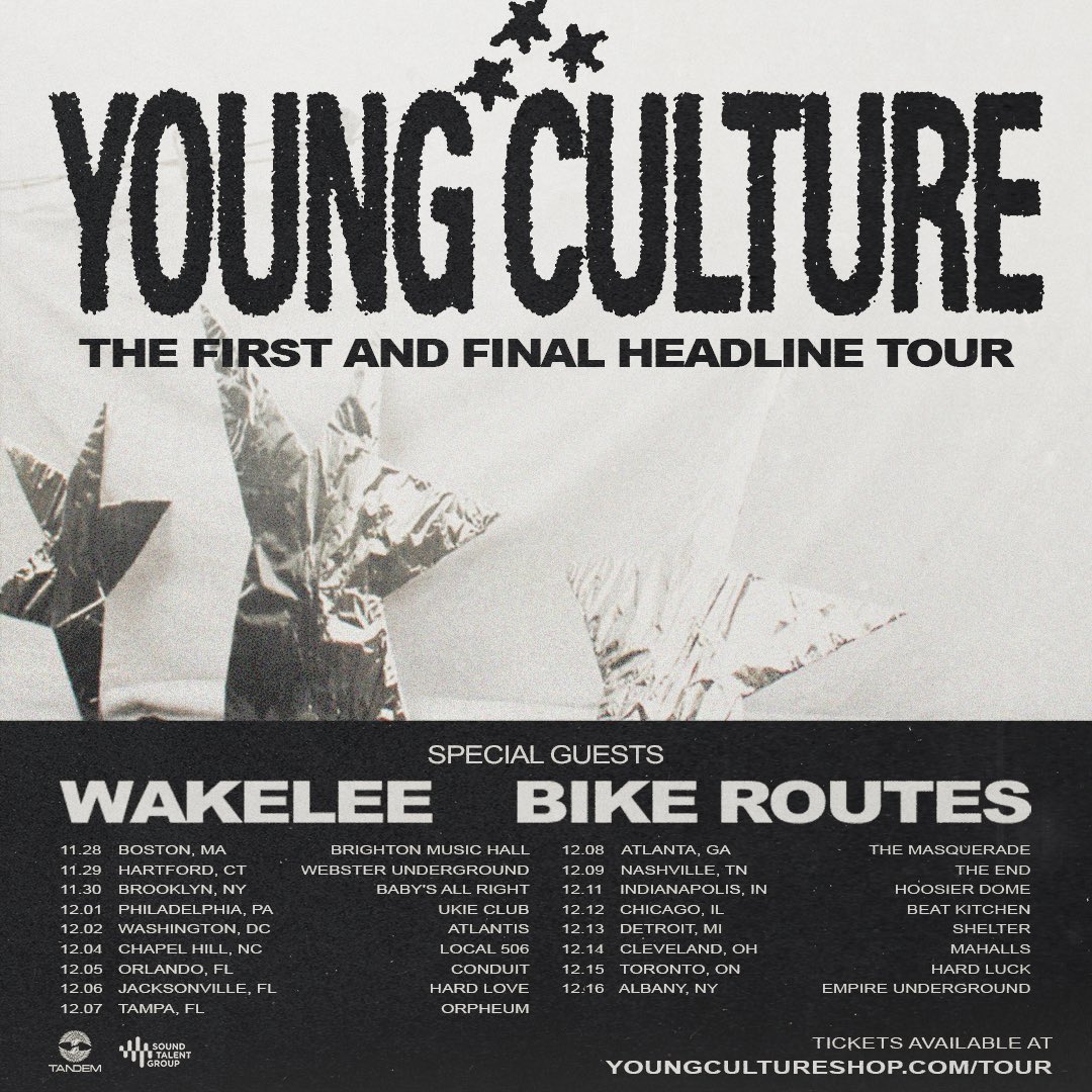 ICYMI <a href="/YoungCultureNY/">YOUNG CULTURE</a> will be doing our final tour this winter. this will be your last chance to see us live. thank you all for the years of love and support, let’s make it a good one 🤍