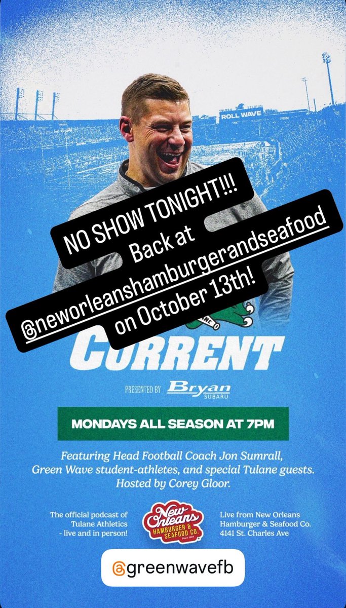 No show tonight! See you back out on the Avenue on October 13th!