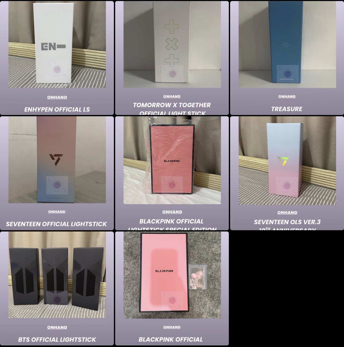 ipurpleumerch's tweet image. wts/lfb

Available Official Lightsticks

ONHAND

Price: 2,200 - 2,950

Limited Slots Only

BTS
Enhypen
TXT
Treasure
Seventeen
Blackpink

Same Day Delivery Available
DM for inquiries

#ENHYPEN #TOMORROW_X_TOGETHER #TREASURE #SEVENTEEN #BLACKPINK #BTS