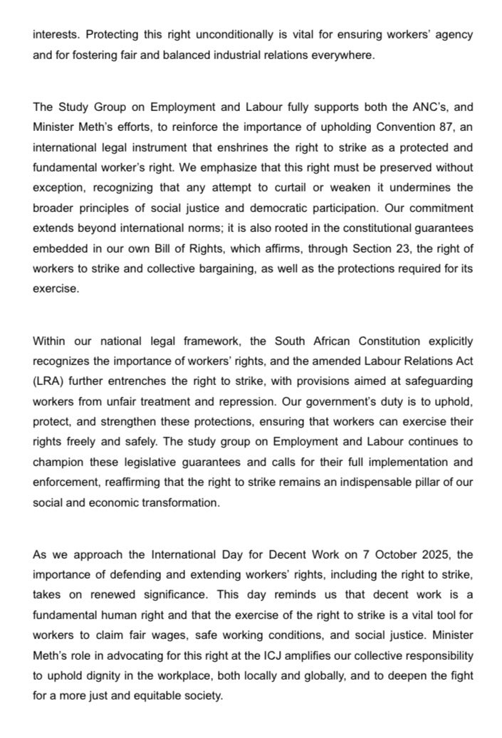 1Khosi_Meth's tweet image. “Media statement on Minister’s address to the International Court of Justice - @ANCParliament @MYANC #ANCatWork #ICJ #WorkersRights