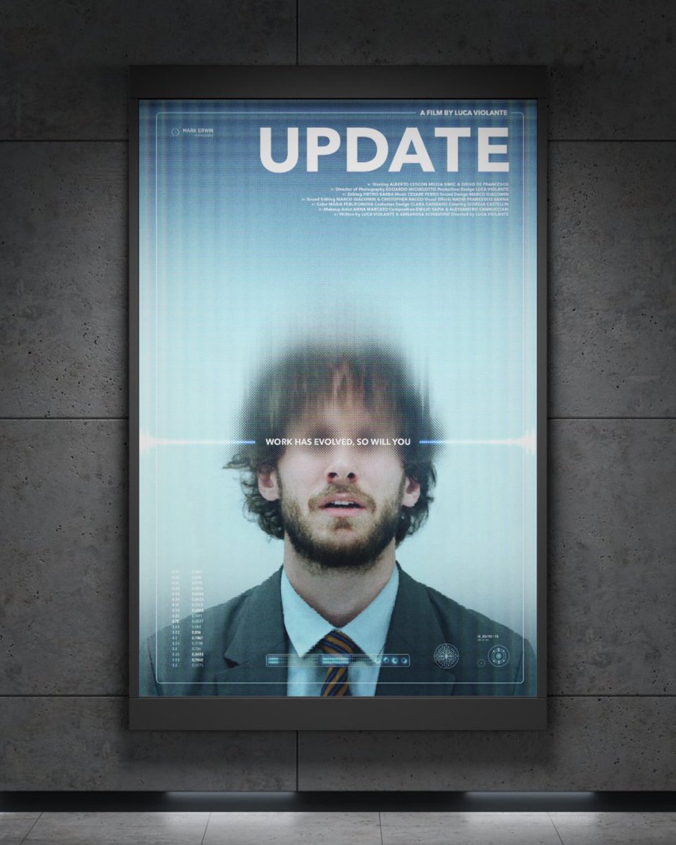 After months of silence, it’s time to start sharing.
Our short film UPDATE is being selected by several international festivals, and I can finally reveal the official poster.

More news soon on the upcoming screenings.

#UPDATEfilm #SciFi #ShortFilm #FilmFestival #Filmmaking