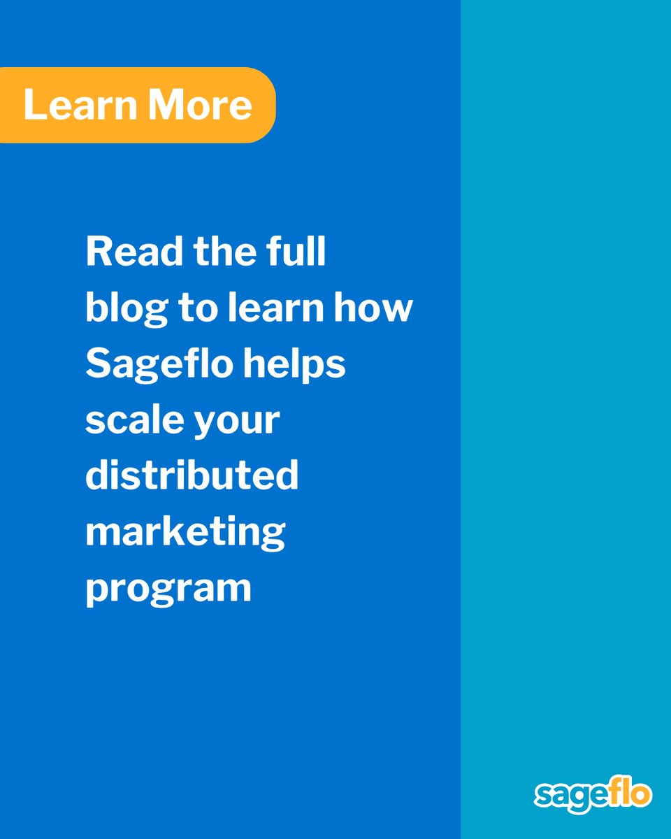 sageflo's tweet image. In this blog, Jennifer Yee shares the importance of structuring your distributed marketing program for long-term success.

Read here: bit.ly/42PBJCY

#distributedmarketing #scalable #localmarketing #brands